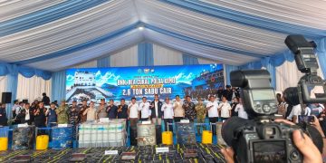 BNN dan Bea Cukai Batam melakukan konfrensi pers di kantor Bea Cukai Tanjungf Ucang. (Foto/Evi Ramadani).