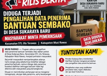 Oknum Perangkat Desa Diduga Alihkan Bantuan Beras Desa Sukaraya Baru. (Foto/Arlan).